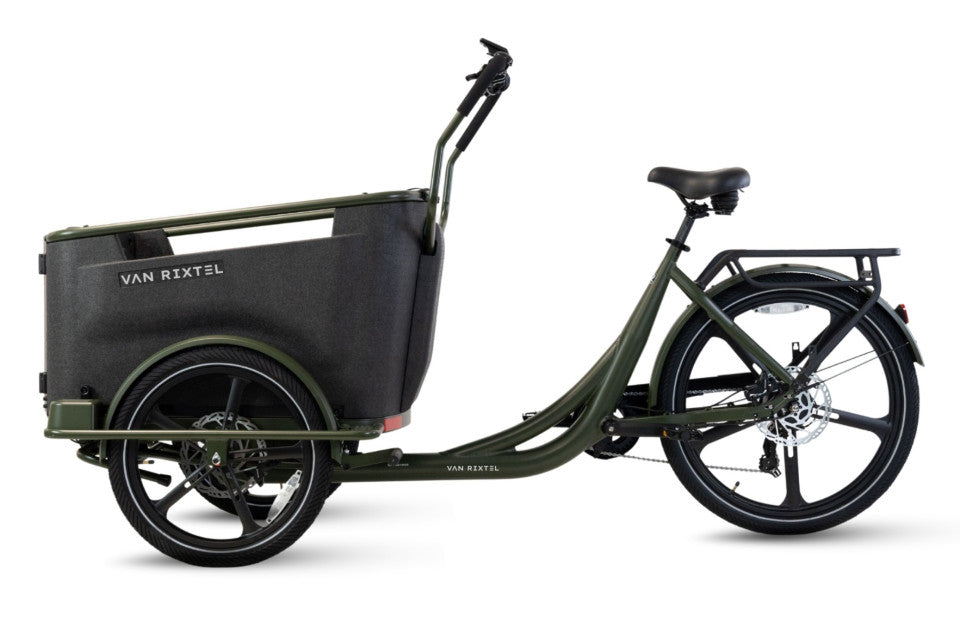 Van Rixtel Dog - Olive Green - elektrische driewieler hondenbakfiets