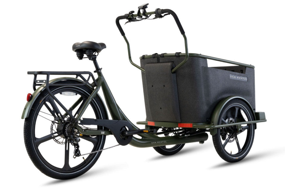 Van Rixtel Dog - Olive Green - elektrische driewieler hondenbakfiets