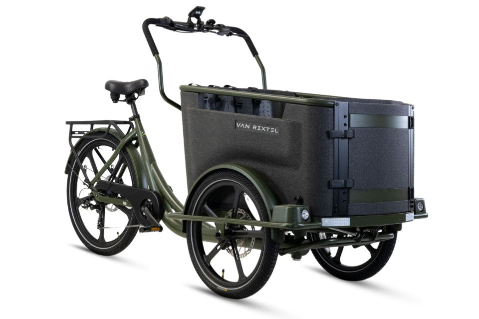 Van Rixtel Dog - Olive Green - elektrische driewieler hondenbakfiets