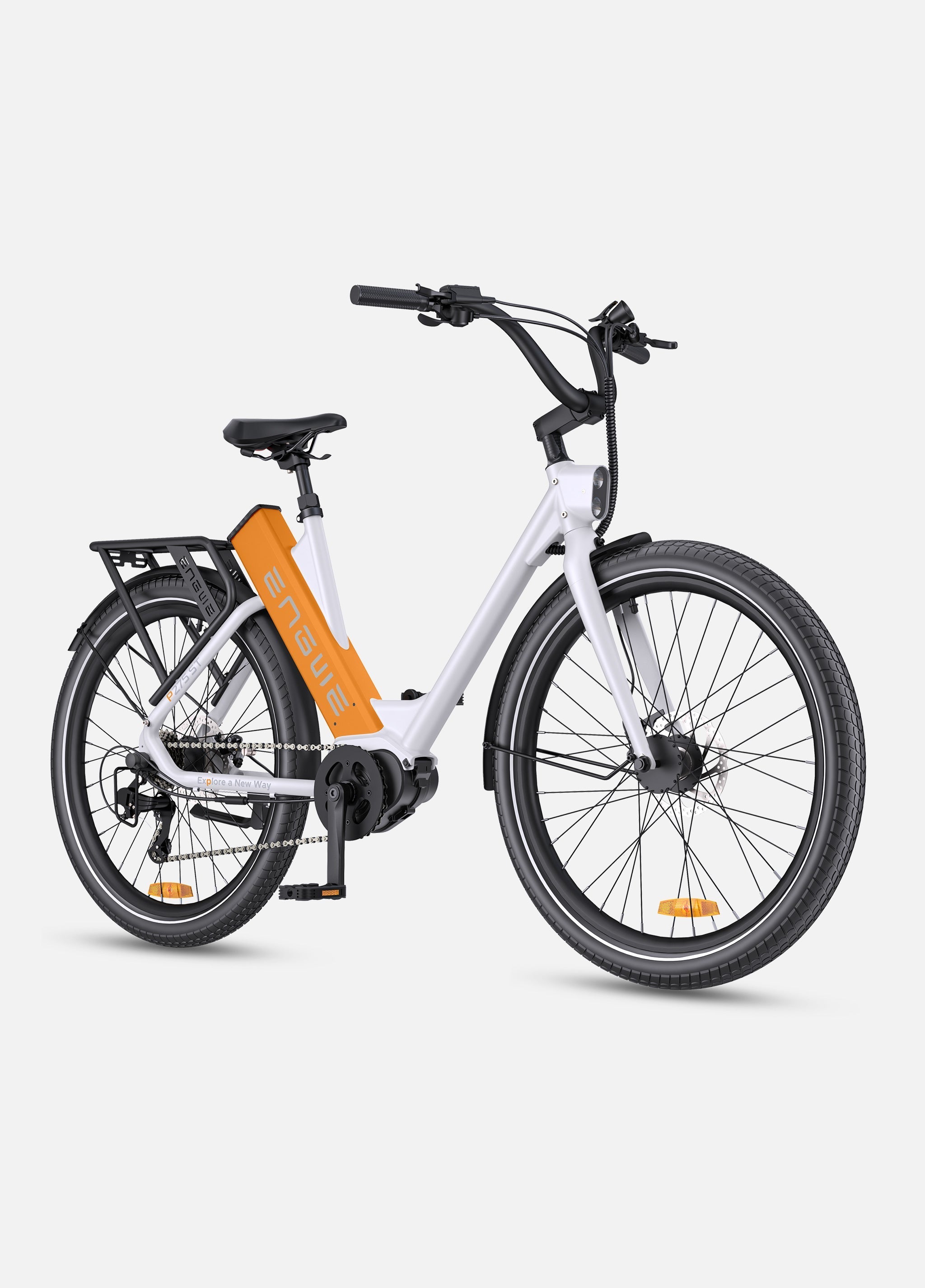 🚲 ENGWE P275 ST – Elektrische Stadsfiets - Wit Oranje - 70 Nm Middenmotor & Actieradius tot 260 km