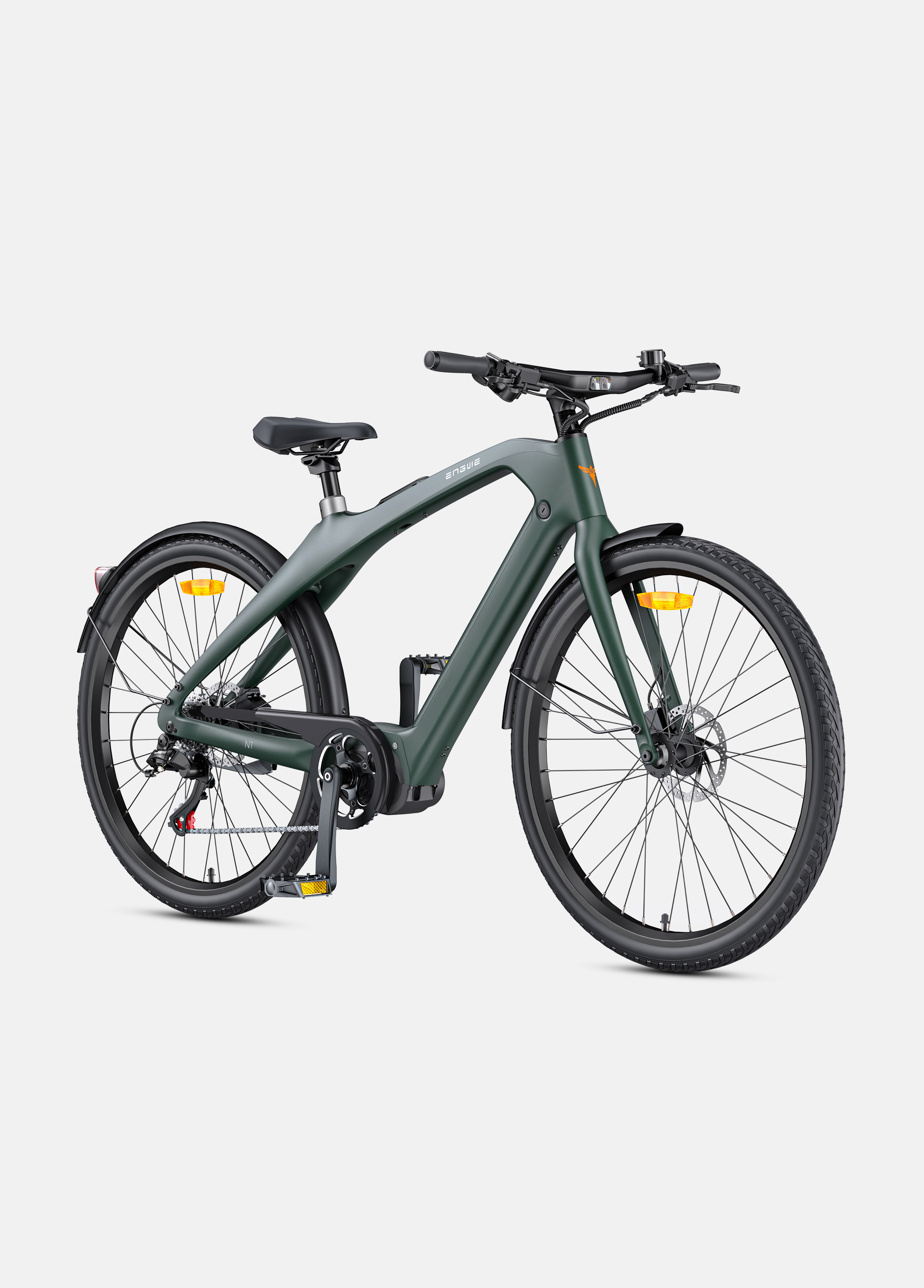 🚲 ENGWE N1 Pro – Grijs - Carbon Elektrische Stadsfiets met 80 Nm Middenmotor, GPS &amp; Smart Lock