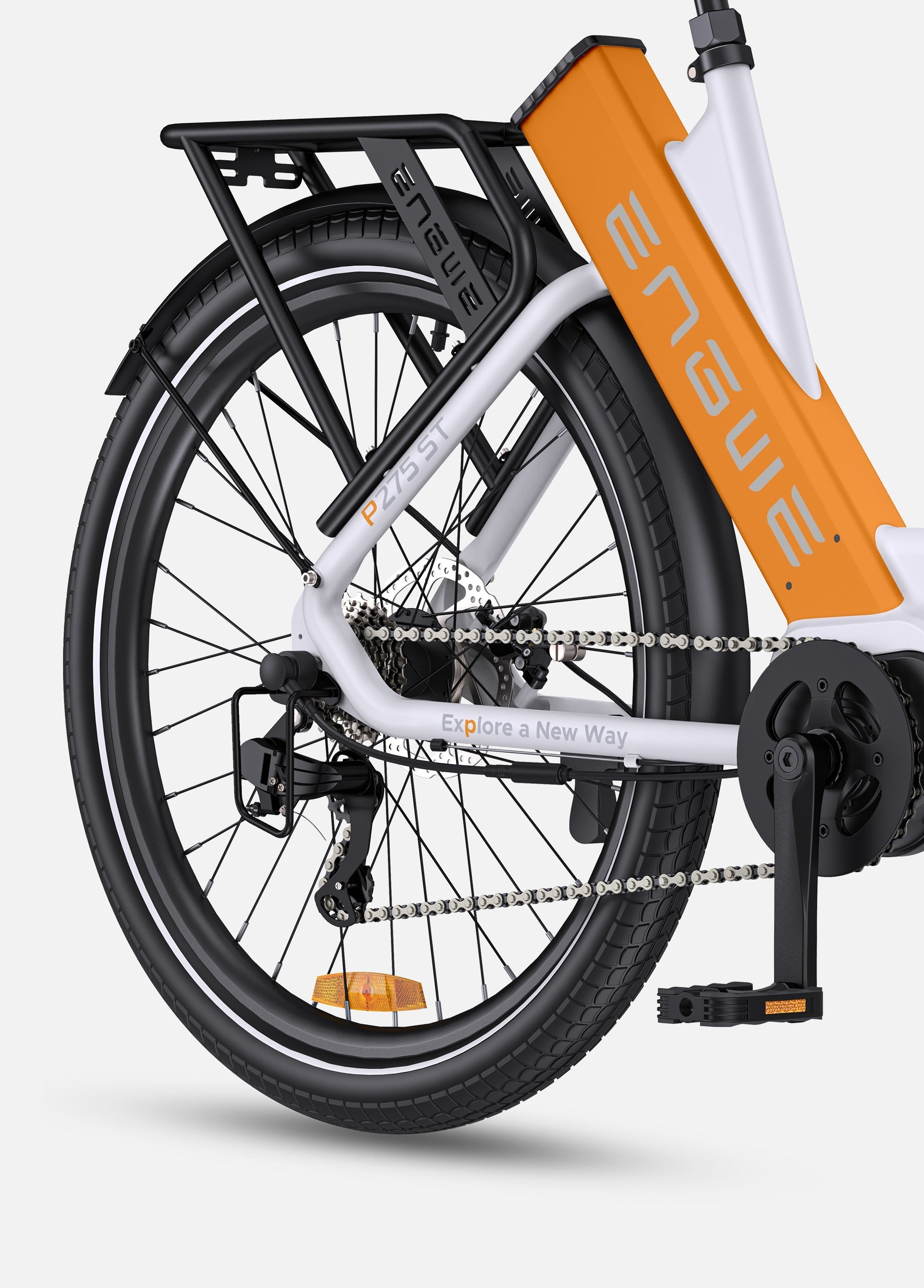 🚲 ENGWE P275 ST – Elektrische Stadsfiets - Wit Oranje - 70 Nm Middenmotor & Actieradius tot 260 km