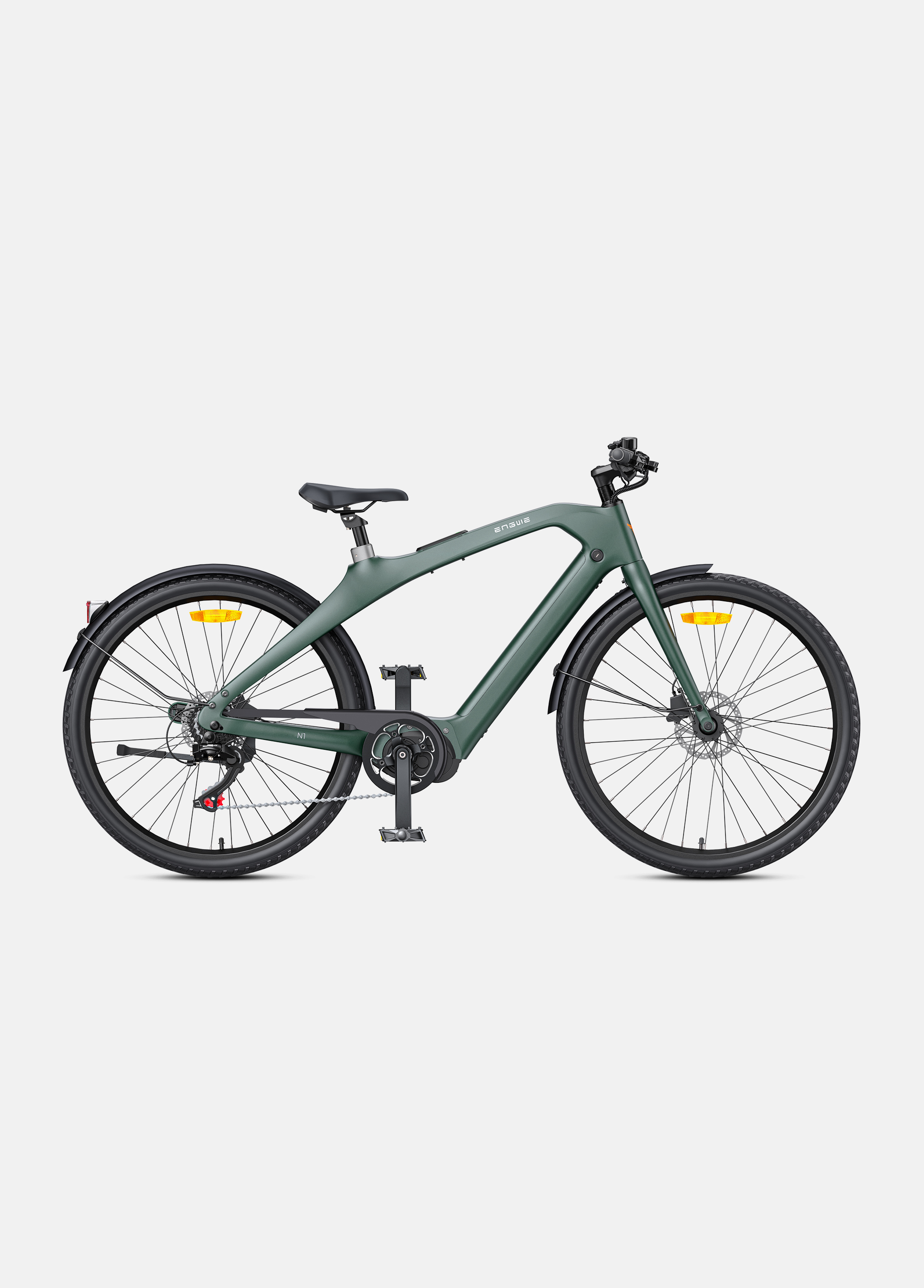 🚲 ENGWE N1 Pro – Grijs - Carbon Elektrische Stadsfiets met 80 Nm Middenmotor, GPS &amp; Smart Lock