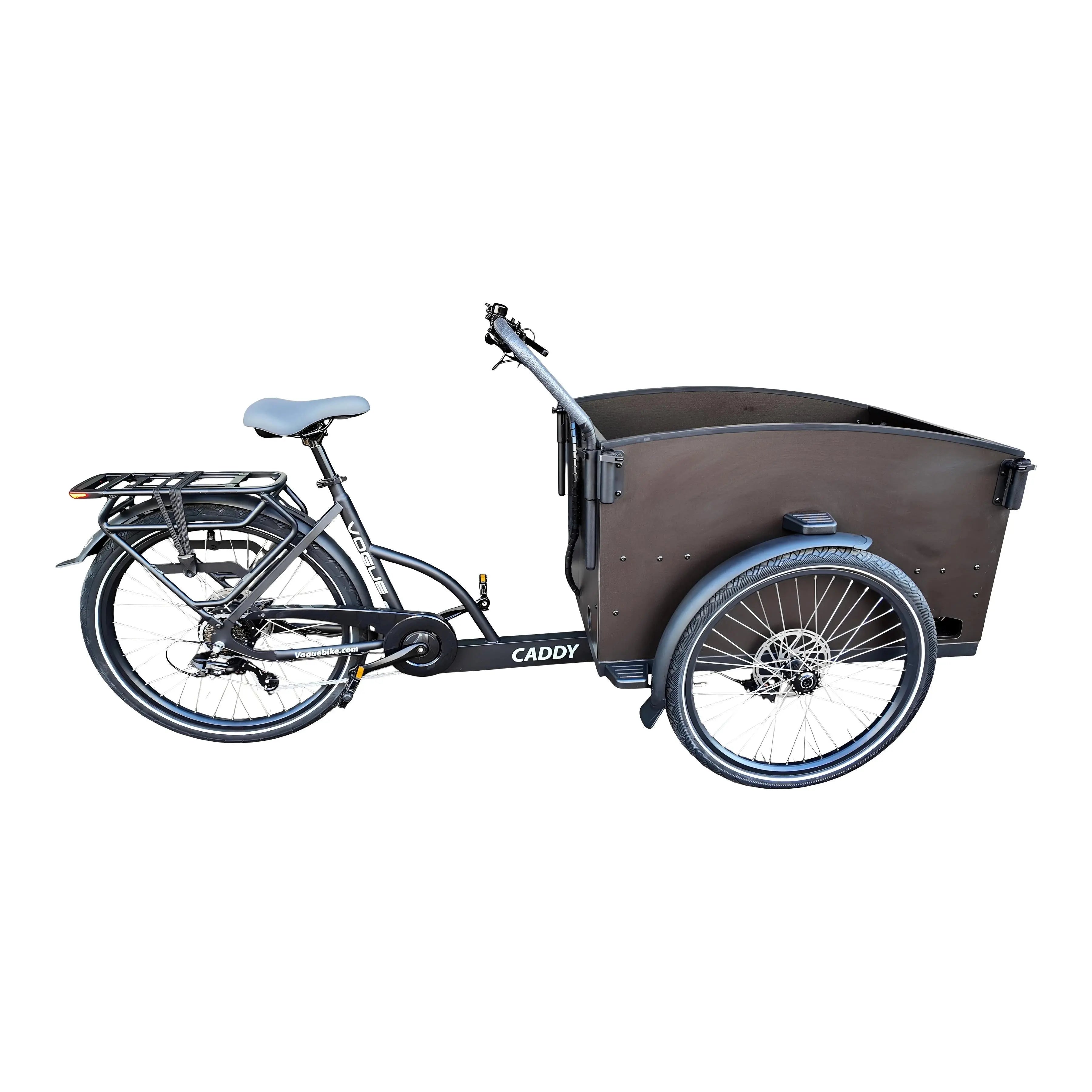 Vogue Caddy Elektrische Bakfiets - Mat Zwart met Grijze Accenten - 468Wh - 48 cm