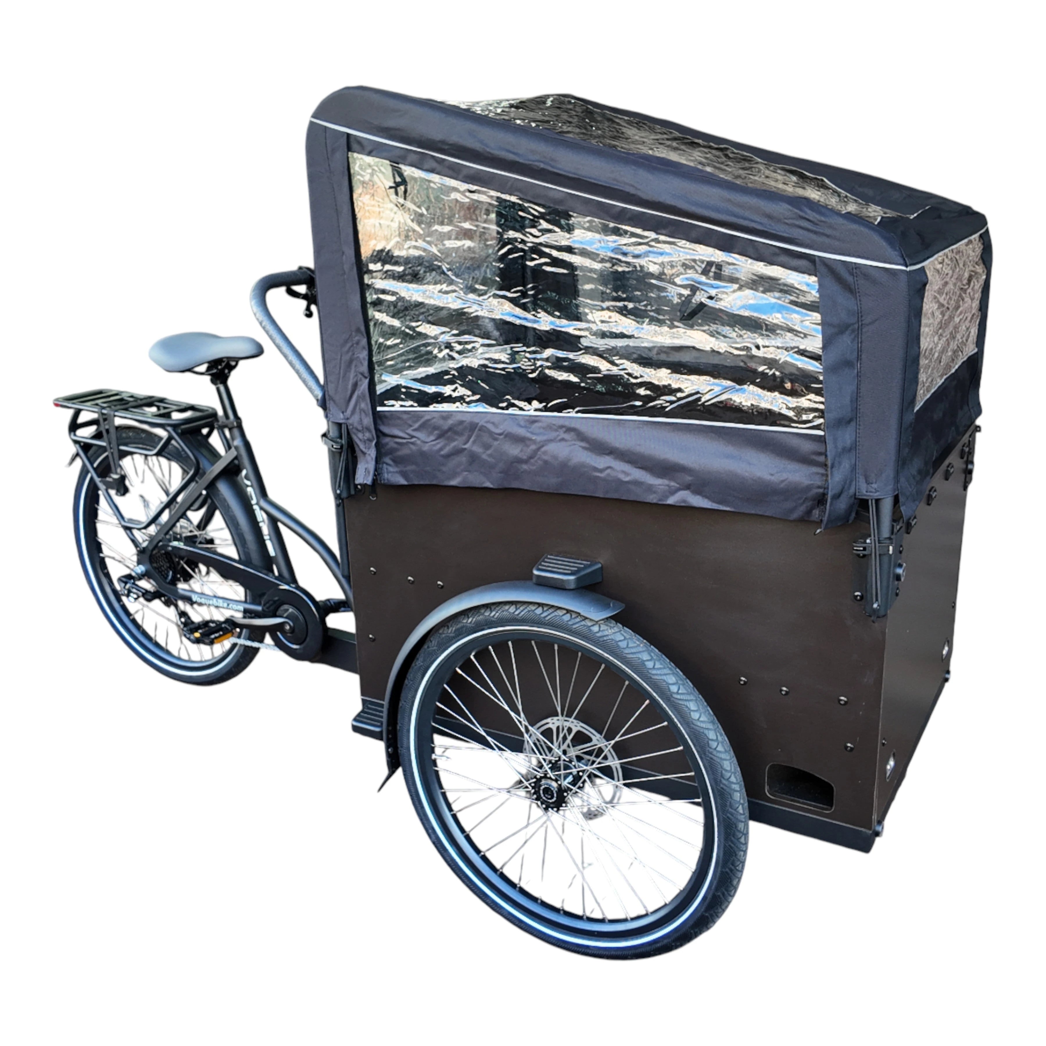 Vogue Caddy Elektrische Bakfiets - Mat Zwart met Grijze Accenten - 468Wh - 48 cm