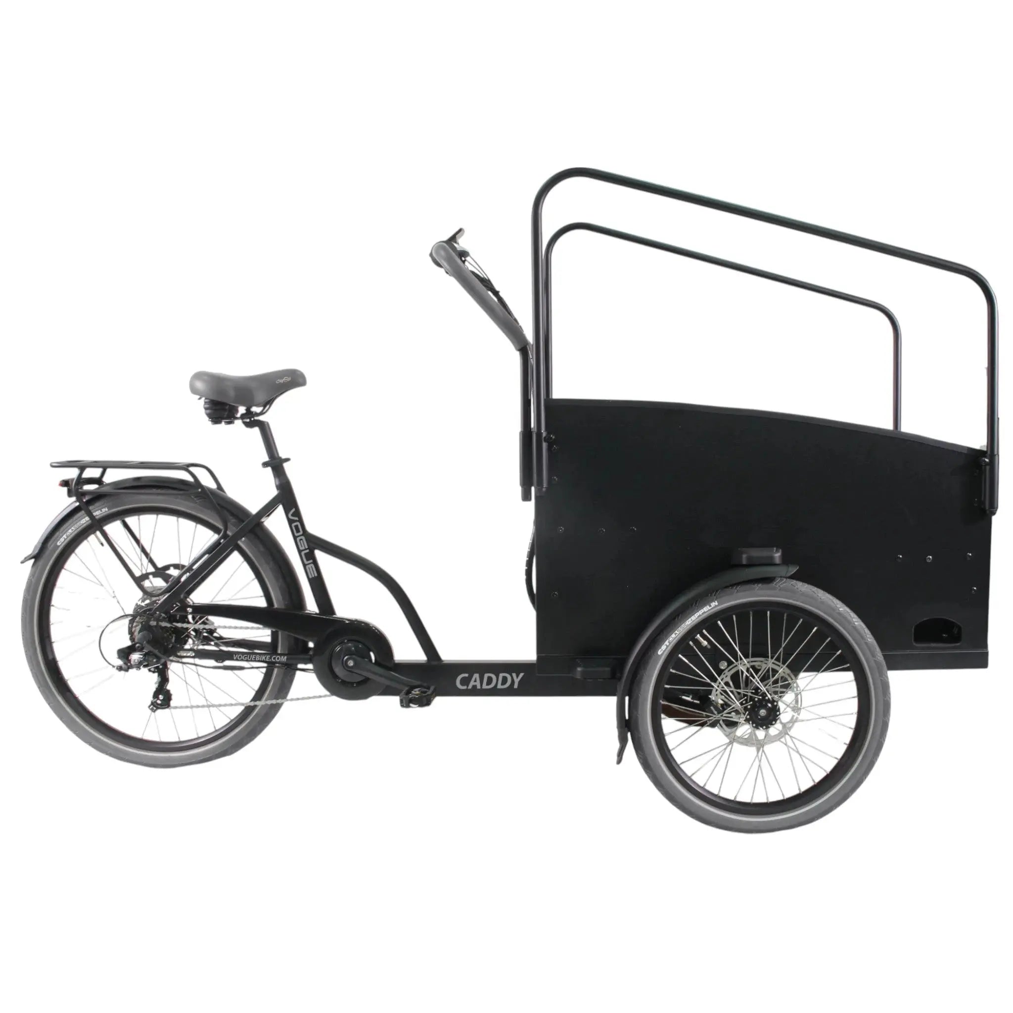 Vogue Caddy Elektrische Bakfiets - Mat Zwart met Grijze Accenten - 468Wh - 48 cm