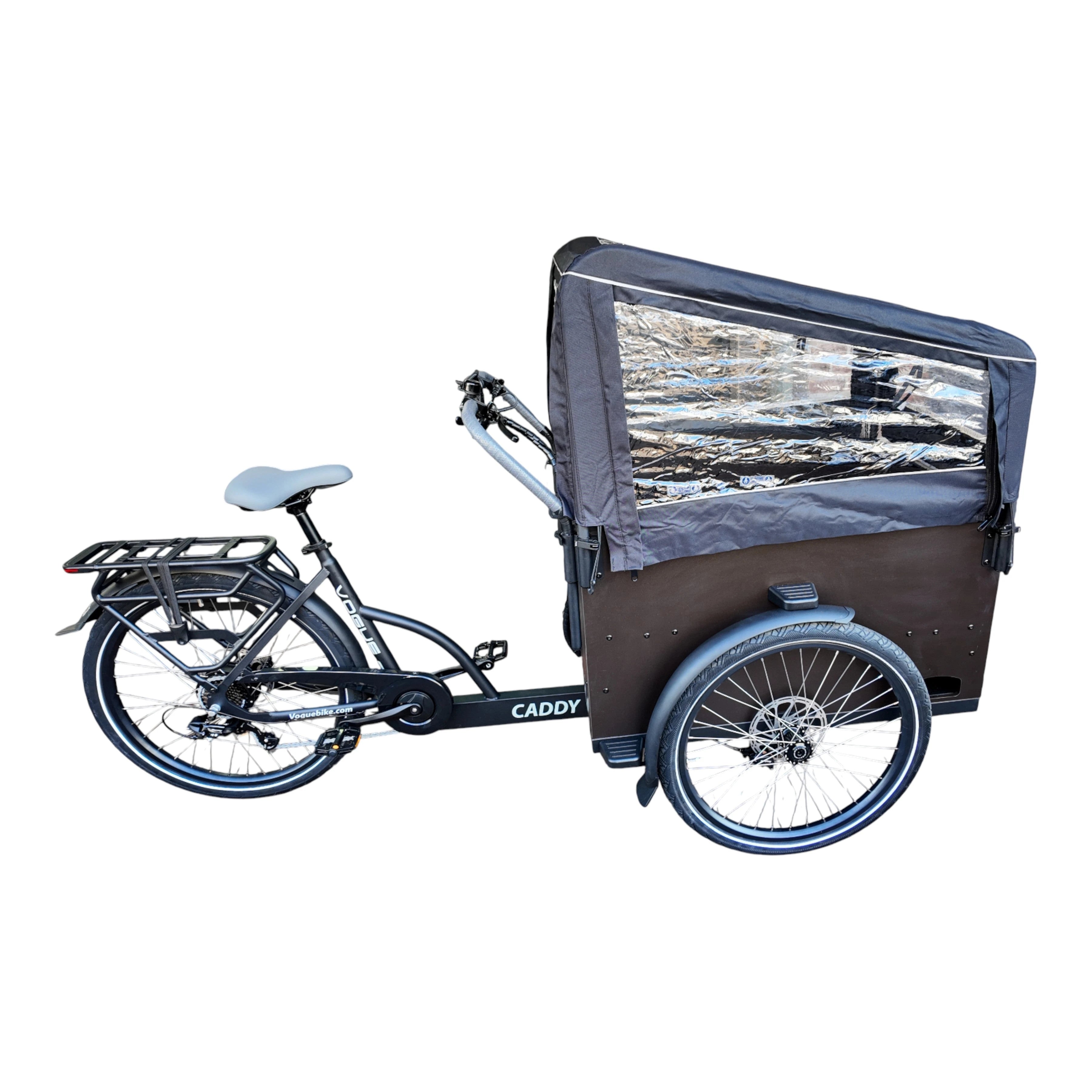 Vogue Caddy Elektrische Bakfiets - Mat Zwart met Grijze Accenten - 468Wh - 48 cm