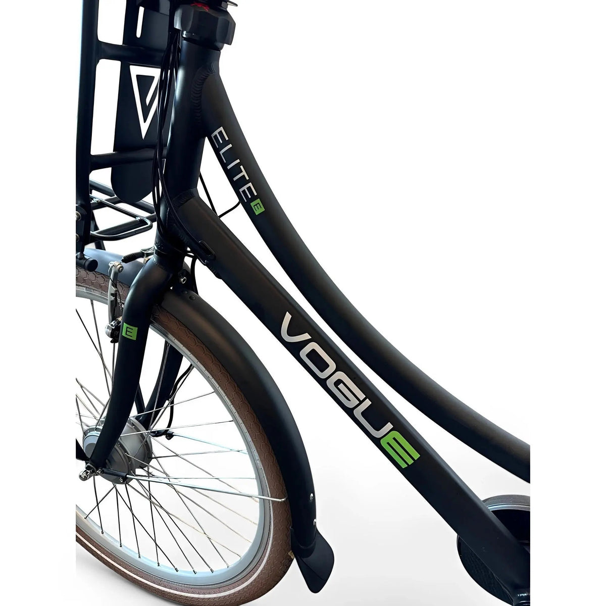 Vogue Elite Elektrische Fiets 3 versnellingen 13Ah 50cm E-bike - Mat zwart met bruine accenten