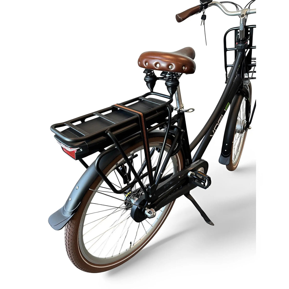 Vogue Elite Elektrische Fiets 3 versnellingen 13Ah 50cm E-bike - Mat zwart met bruine accenten