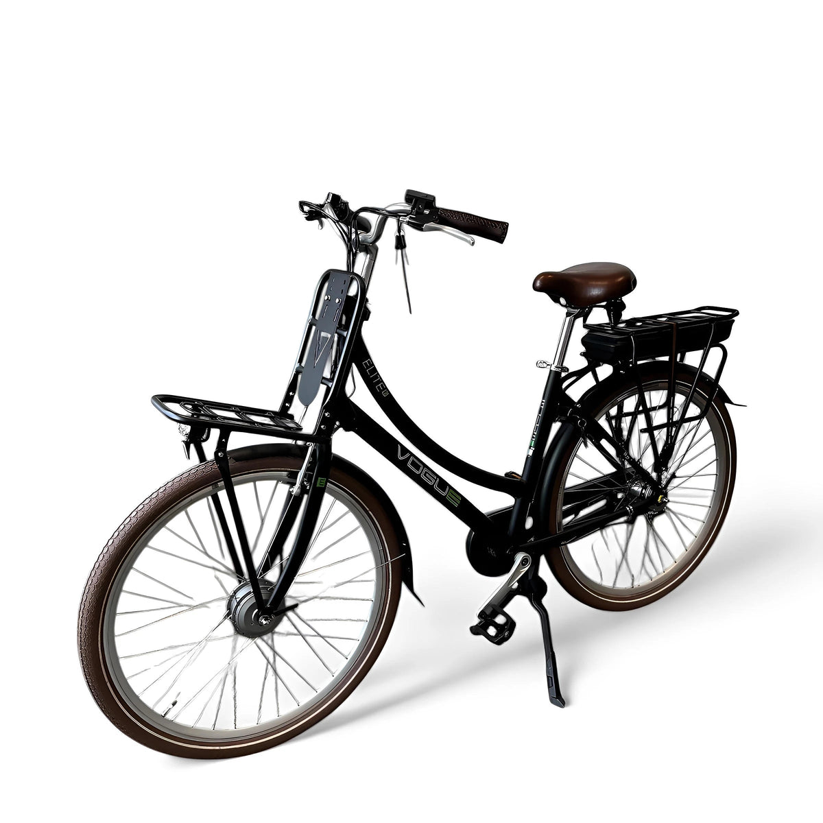Vogue Elite Elektrische Fiets 3 versnellingen 13Ah 50cm E-bike - Mat zwart met bruine accenten