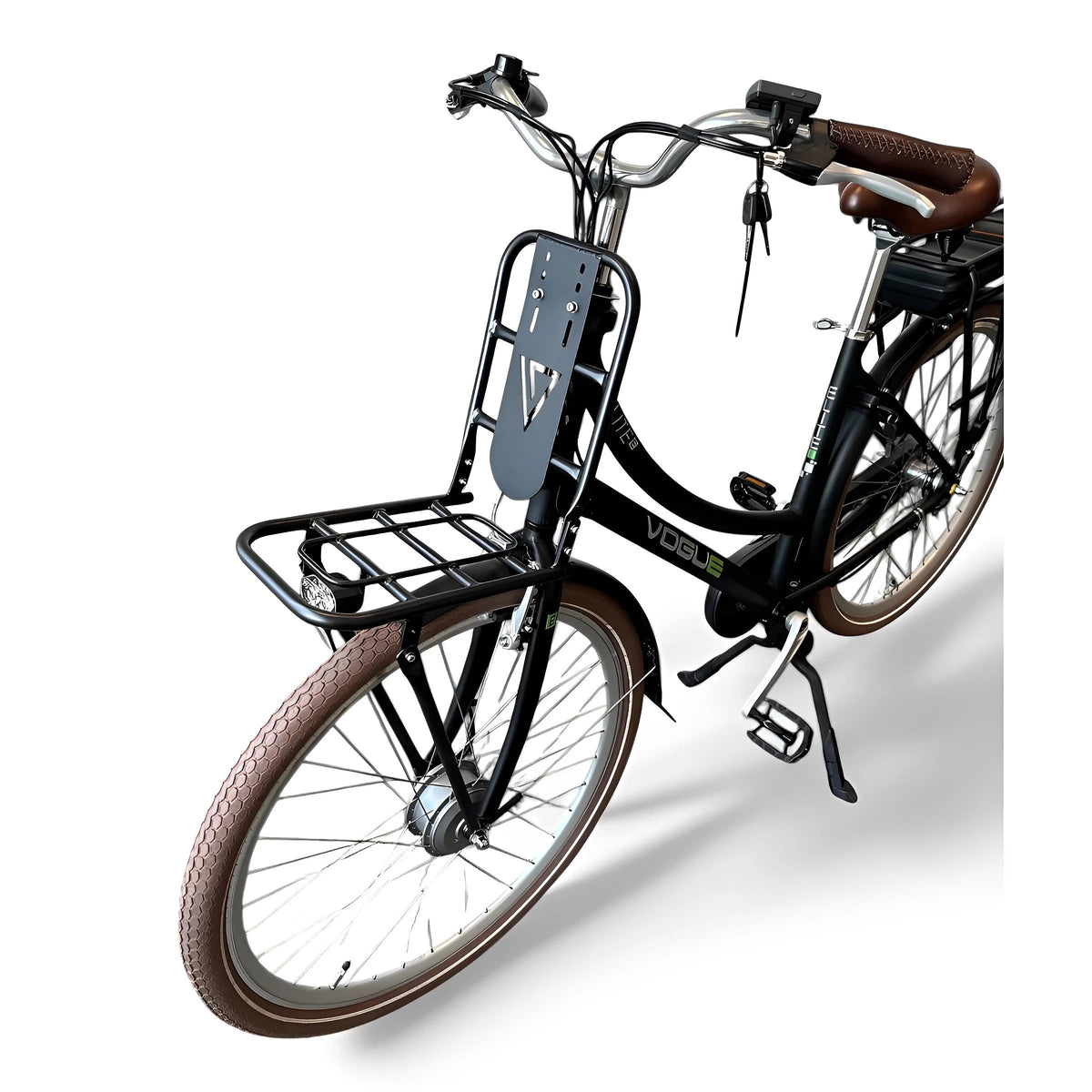 Vogue Elite Elektrische Fiets 3 versnellingen 13Ah 50cm E-bike - Mat zwart met bruine accenten