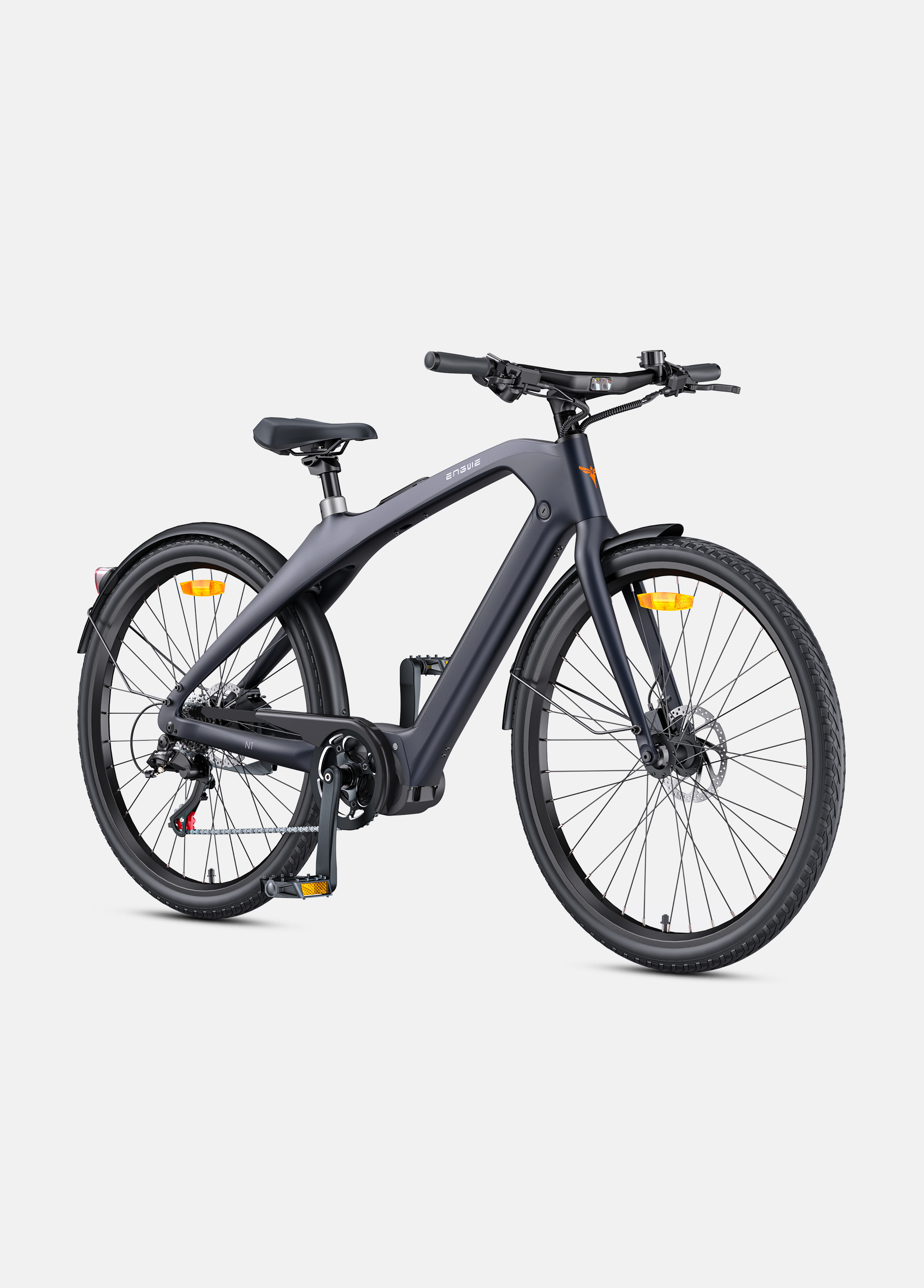 🚲 ENGWE N1 Pro – Grijs - Carbon Elektrische Stadsfiets met 80 Nm Middenmotor, GPS &amp; Smart Lock
