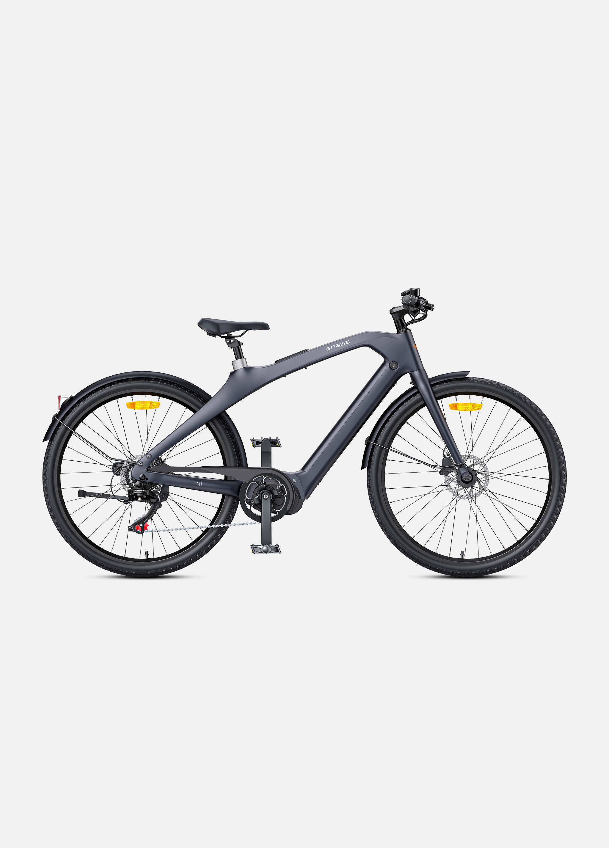 🚲 ENGWE N1 Pro – Grijs - Carbon Elektrische Stadsfiets met 80 Nm Middenmotor, GPS &amp; Smart Lock