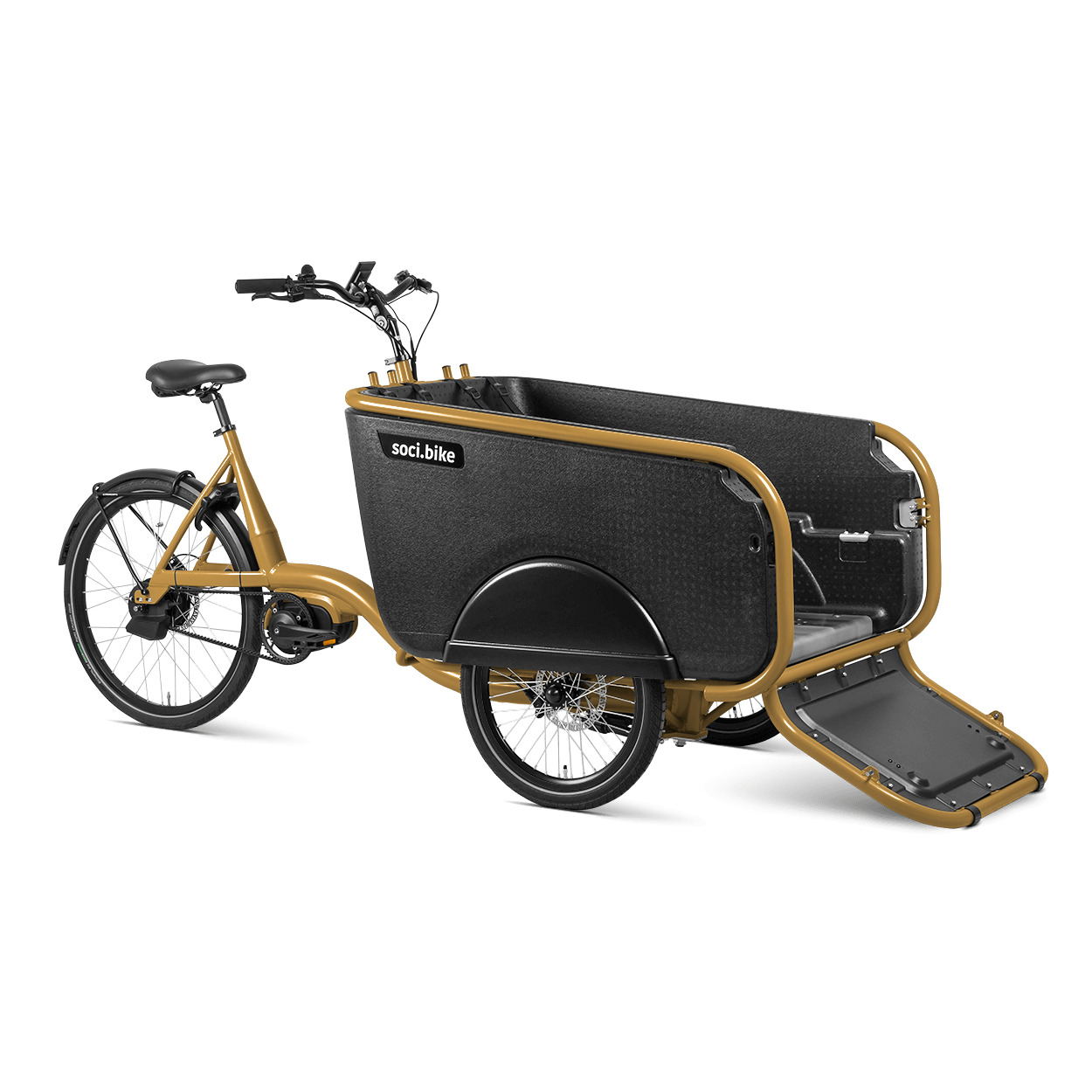 SociBike - Family - Elektrische Bakfiets - Okergeel